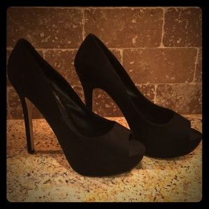 Aldo Velvet Peep Toe Pumps